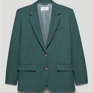 Aritzia Babaton Vogue Blazer Smoky Emerald Green Wool Blend Size 2 Career Wear